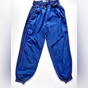 MERLEE Los Angeles boho chambray denim like genie pants lace side